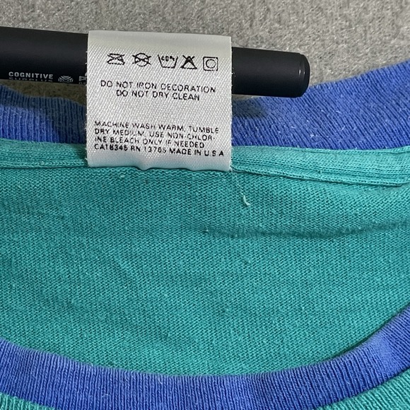 Vtg Fruit Of The Loom T Shirt XXL Mens Made In USA Ringer Double Layer WORN 90s - Picture 16 of 16